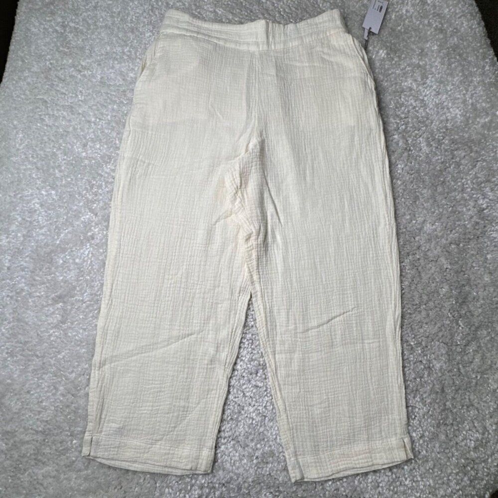 Soft Surroundings Beach Bound Pull On Crop Pant Ivory NEW - Picture 2 of 10
